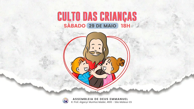 Capa para Projetor – Culto das Crianças | Telão | Arte para Igreja Editável no Canva | Telão