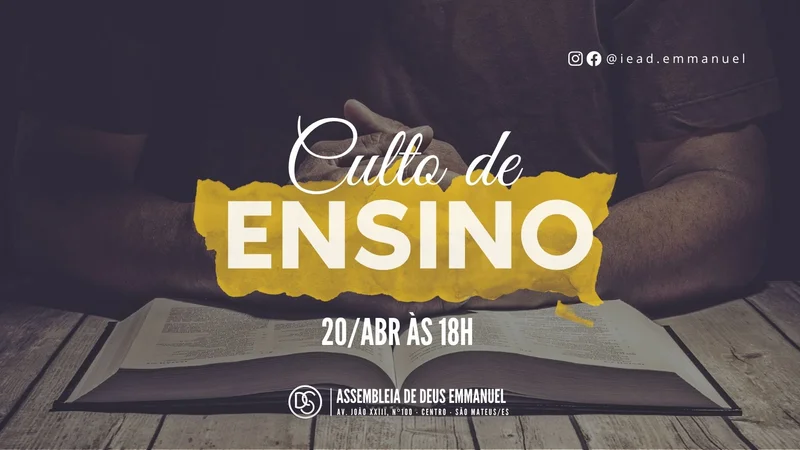 Capa para Projetor – Culto de Ensino | Telão | Arte para Igreja Editável no Canva | Telão