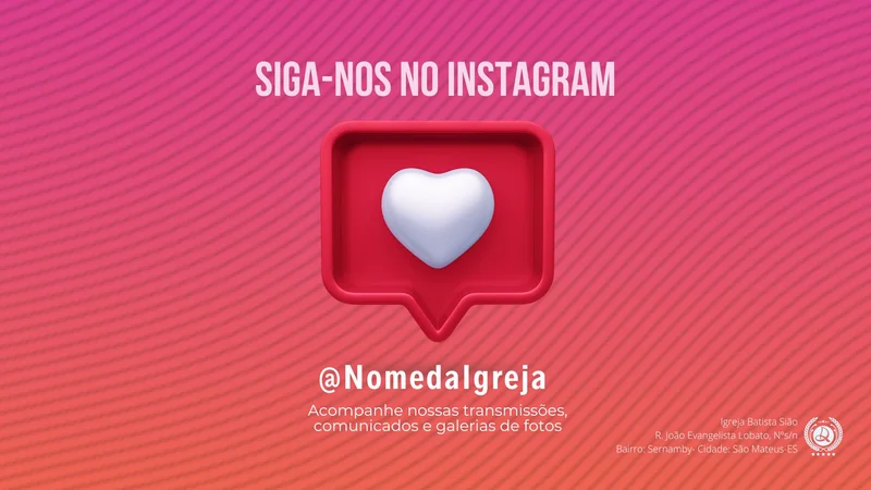 Capa para Projetor – Siga-nos no Instagram | Telão | Arte para Igreja Editável no Canva | Telão