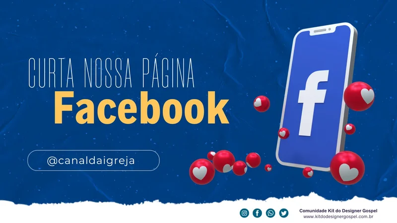 Capa para Projetor – Curta Nossa Página no Facebook | Telão | Arte para Igreja Editável no Canva | Telão