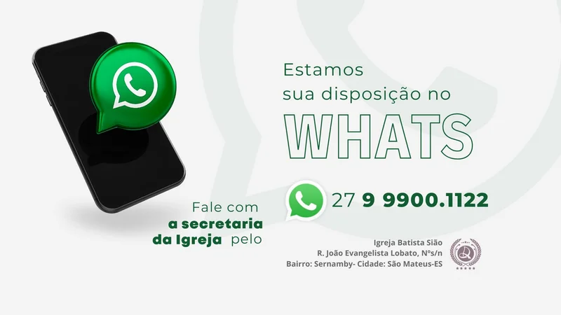 Capa para Projetor – Contato no WhatsApp da Igreja | Telão | Arte para Igreja Editável no Canva | Telão