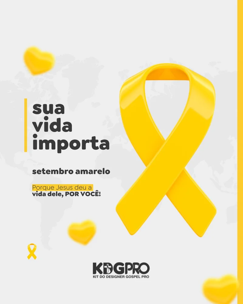 Setembro Amarelo - Sua Vida Importa | Setembro Amarelo | Arte para Igreja Editável no Canva | Cartaz