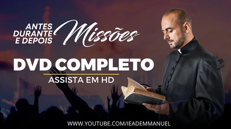 Capa de Vídeo Gospel – Missões – DVD Completo | Thumbnail Youtube | Arte para Igreja Editável no Canva | thumbnail-youtube