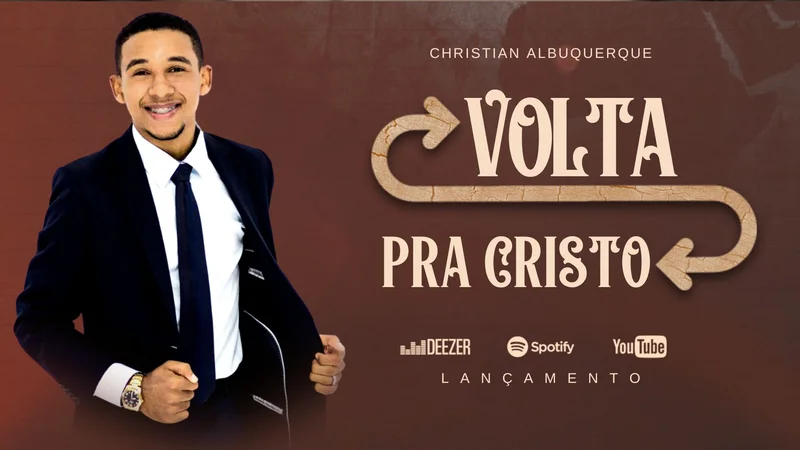Capa de Vídeo Gospel – Lançamento Música Nova – Volta para Cristo | Thumbnail Youtube | Arte para Igreja Editável no Canva | thumbnail-youtube